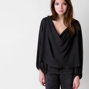 Free People Pebbled top Black Drape Blouse size xs